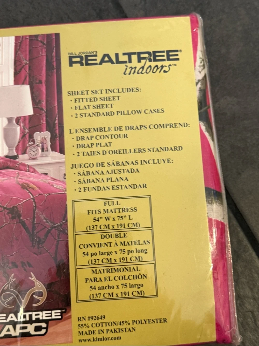 Realtree Pink Camo Percale Sheet Set size Full
